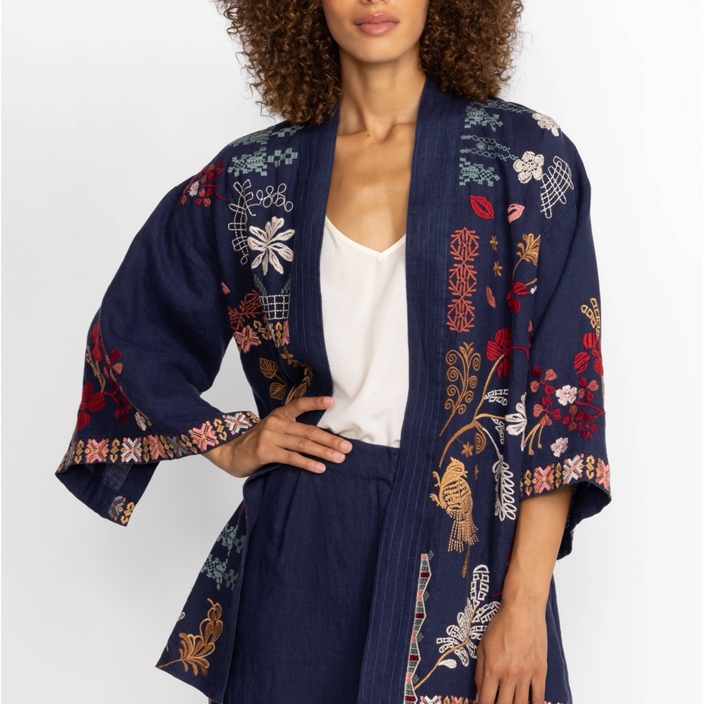Johnny Was Multicolor Embroidered Robe